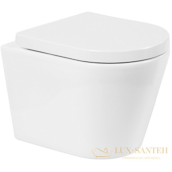 подвесной унитаз belbagno flay-r bb053chr/bb865sc с сиденьем микролифт, белый