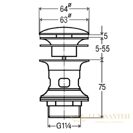 донный клапан viega visign v1 492601 для раковин с переливом, хром глянцевый