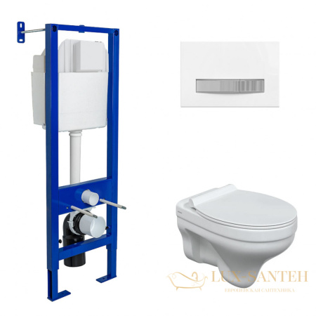 комплект berges 042444: подвесной унитаз albit s с системой инсталляции atom 410 и панелью смыва, белый/хром глянцевый