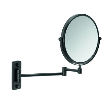 настенное круглое поворотное косметическое зеркало (3x) со складным механизмом gedy gaia co2024(14), черный матовый