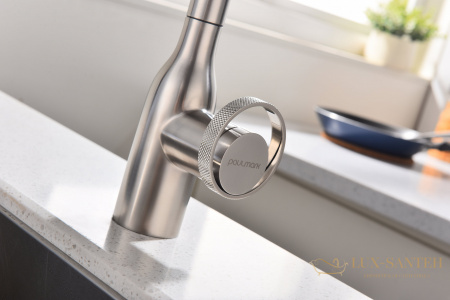 смеситель для кухни под фильтр с выдвижным изливом paulmark urban ur213104-ni, никель