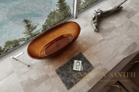 ванна свободностоящая прозрачная abber kristall at9701opal, 165х79х58h см, коричневый глянцевый