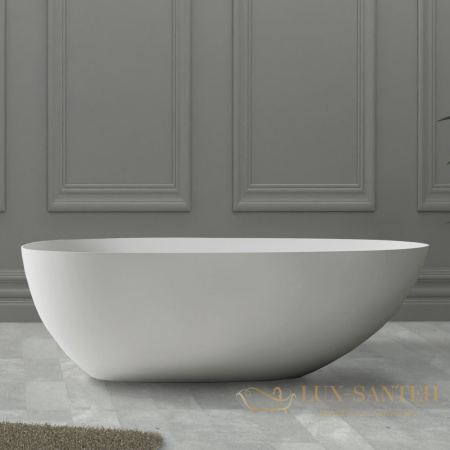 ванна свободностоящая из искусственного камня abber stein as9611-1.6, 160х75х55h см, белый матовый 