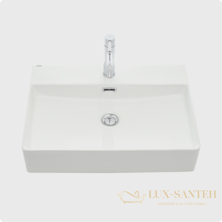 раковина накладная aquame aqm5004, 590*430 мм, 1 отверстие под смеситель, белый глянцевый