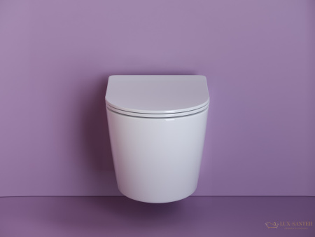 унитаз подвесной ceramica nova uno cn11001, безободковый, с сиденьем микролифт, белый