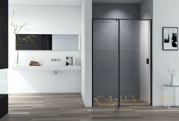 душевая дверь cezares urban urban-b-12-130-c-nero 130 см профиль черный матовый, стекло прозрачное