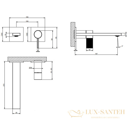 смеситель для раковины встраиваемый gessi inverso diamantato 73688.708, copper brushed pvd