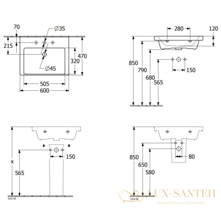 раковина villeroy & boch subway 3.0 4a706101 60х47 см, альпийский белый