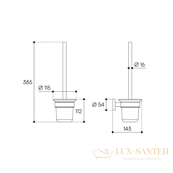 ершик для унитаза aqueduto ponto pon1045, оружейная сталь