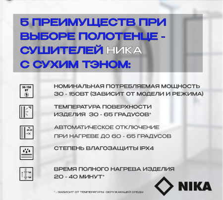 полотенцесушитель электрический кабельный ника way-2 80/40 ral9005 черный матовый u