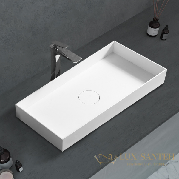 раковина накладная abber stein as2622, 80х38 см, белый матовый