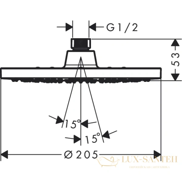 верхний душ hansgrohe vernis blend 26277670 200 1jet ecosmart, черный матовый