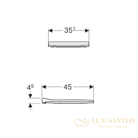 сиденье geberit smyle square 500.688.01.1 с крышкой с механизмом плавного закрывания, белый