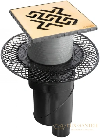 душевой трап berges platz antik 092060 99x99/50 мм, золото