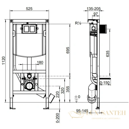 инсталляция villeroy & boch viconnect 92242700 для подвесного унитаза