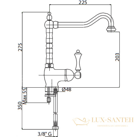 смеситель cezares margot margot-llm2-03/24-m для кухни, золото 24 карата