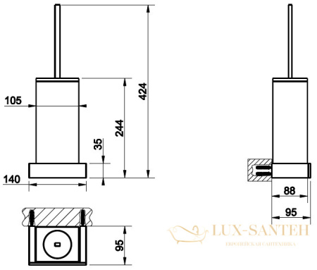 ерш подвесной черный gessi inverso accessories 20820.727, brass brushed pvd