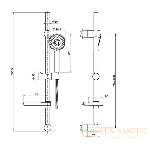 душевой гарнитур fima carlo frattin sliding rail f2297ncr, хром