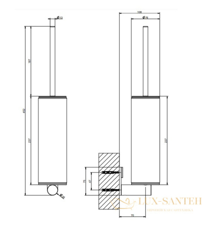 ерш gessi 316 accessories 54720.239 подвесной, steel brushed/черный