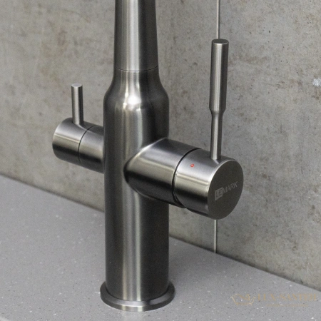 смеситель для кухни lemark expert lm5083gmn-black, с гибким изливом и подключением к фильтру с питьевой водой, графит/черный