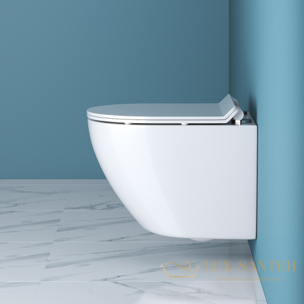 подвесной унитаз belbagno sfera-r bb046chr/bb2111sc с сиденьем микролифт, белый