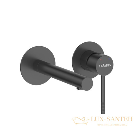 смеситель для раковины встраиваемый cezares relax-bli2-2-nop-w0, со встроенной частью, без донного клапана, черный матовый