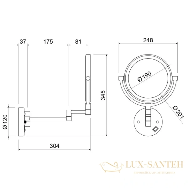 косметическое зеркало timo saona 13376/17 x 5, золотой матовый