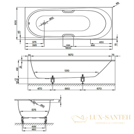 ванна bette comodo 1251-000 1800х800 мм шумоизоляция, белый