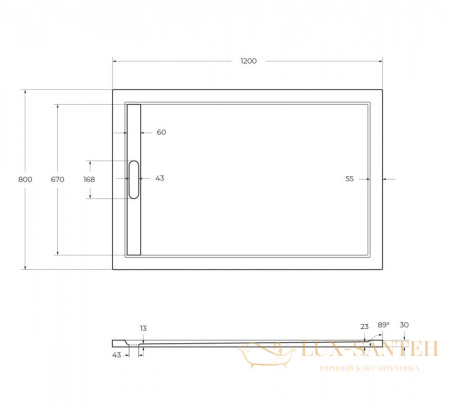 экран для поддона из искусственного мрамора cezares tray-as-ah-120/90-100-scr, белый