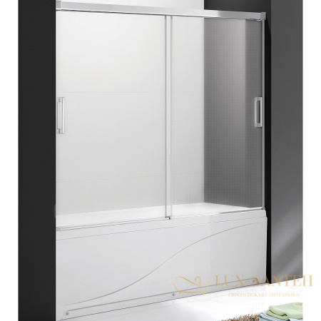 шторка на ванну cezares tandem-soft tandem-soft-vf-2-170/145-p-cr 170 см профиль хром, стекло рифленое