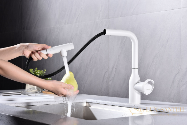 смеситель для кухни под фильтр с выдвижным изливом paulmark urban ur213104-431, антрацит