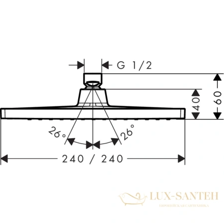 верхний душ hansgrohe crometta e 26727000, 240 1jet ecosmart 9 л/мин, хром
