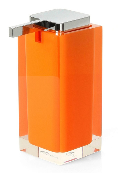 дозатор gedy rainbow ra80(67) настольный с плоской пластиковой помпой, хром-оранжевый
