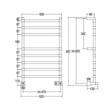 полотенцесушитель водяной margaroli panorama 764-8, 7644708go, золото