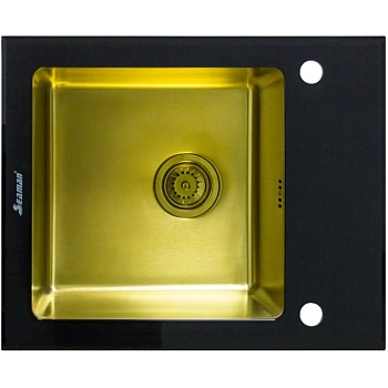 кухонная мойка seaman eco glass smg-610b-gold.b, золотой/черный