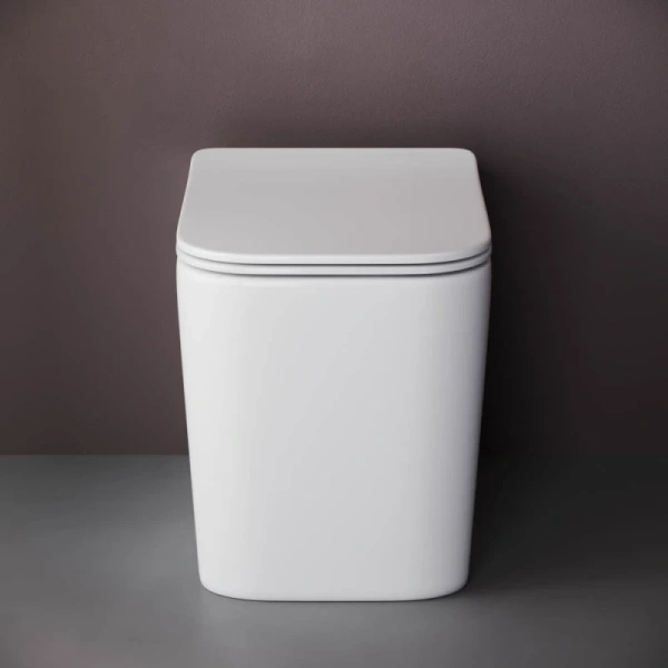 приставной безободковый унитаз ceramica nova cubic cn1809 с сиденьем микролифт, белый