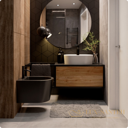 биде подвесное aquame aqm2101mb, с 1 отверстием под смеситель,черный матовый