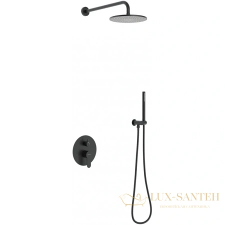 душевой комплект berges nardis 2r 071004 230 мм, черный матовый
