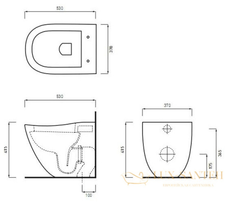 унитаз приставной cielo fluid flva tl, с комплектом креплений, talco