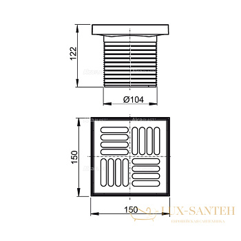 решетка alcaplast 150 × 150 нержавеющая сталь apv0400
