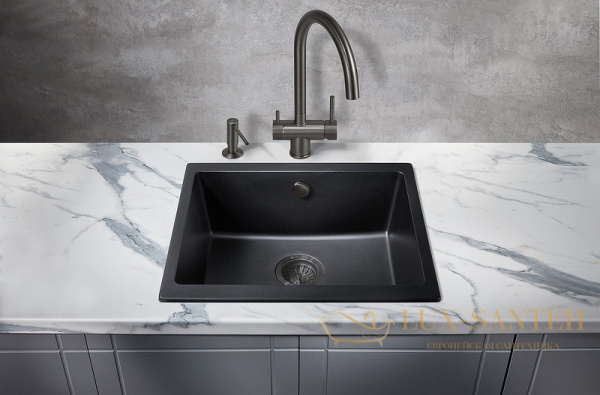 кухонная мойка milacio leon mc.77081 55 см, черный матовый