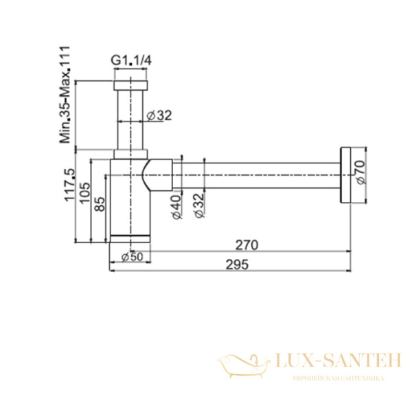 сифон для раковины fima carlo frattini sottolavabo f406ns, черный матовый