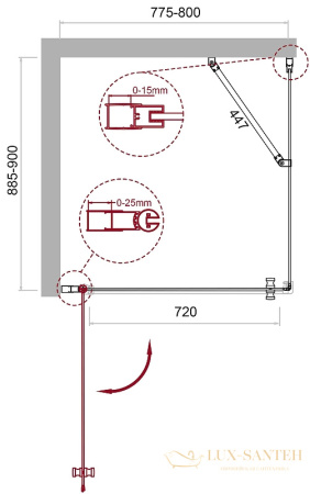 душевой уголок belbagno etna etna-ah-1-80/90-c-cr 80х90 см профиль хром, стекло прозрачное 