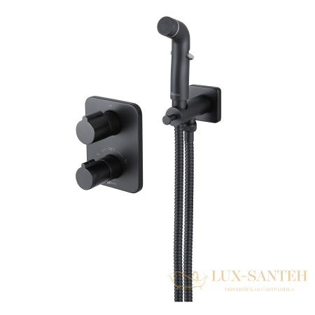гигиенический душ lemark bronx lm3740bl, со встроенным термостатическим смесителем, черный матовый