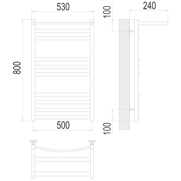полотенцесушитель водяной terminus енисей 4670078529565 с полкой п10 500x800