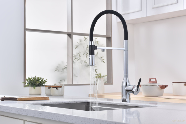 смеситель для кухни под фильтр с гибким изливом paulmark magneto one ma213188-cr, хром