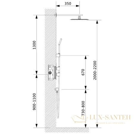 душевой комплект timo petruma sx-5159/00sm 250 мм, хром