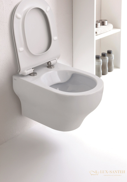 подвесной безободковый унитаз olympia clear cleset2r01 с сиденьем микролифт, белый глянцевый