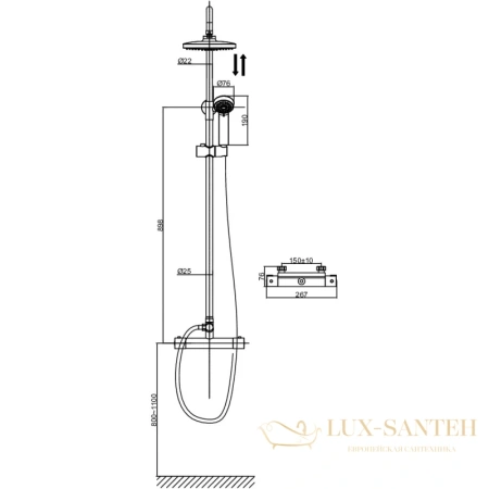 душевая система d&k bayern.potsdam da2153701b07, хром