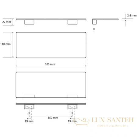 полка для ванной bemeta organic 167102370 30 см, черный матовый